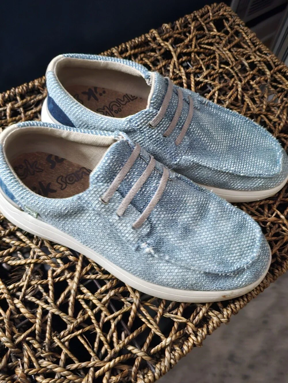 Sanuk Sky Blue Knit Slip-On Mason loafers